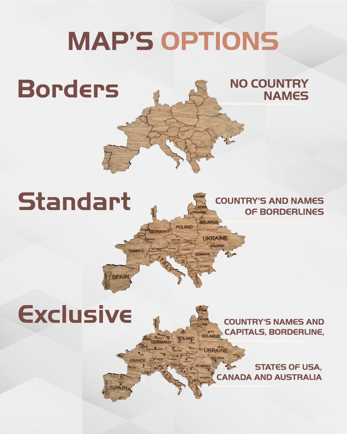 Håndlavet Verdenskort i Træ